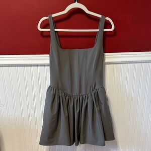 Gray Corset Ballet Core Sleeveless Mini Dress